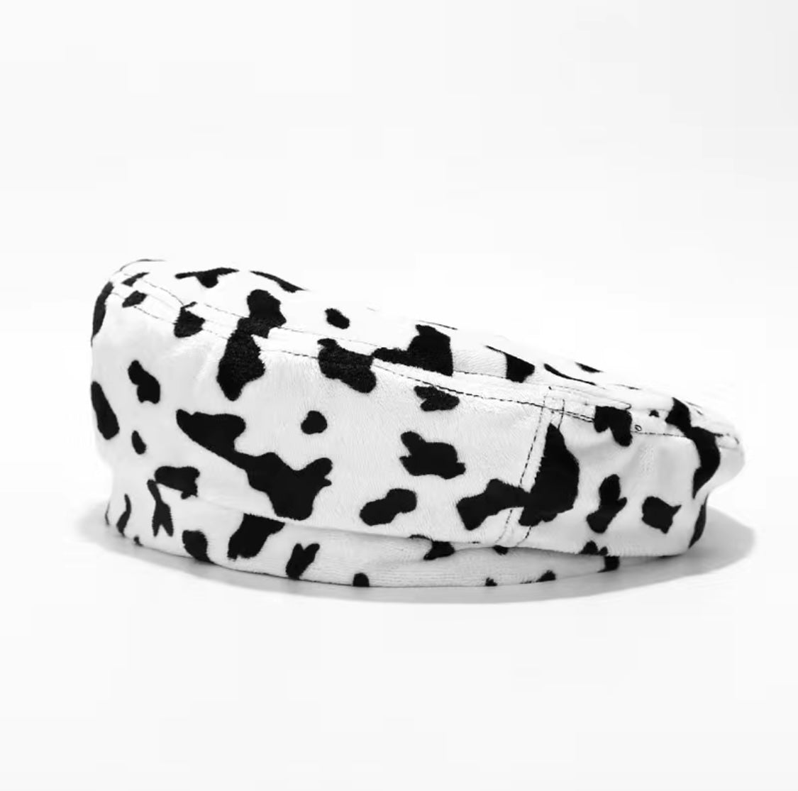 Black+White Cow Print Beret